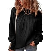 Dokotoo Womens Sweaters Fall Outfits 2025 Winter Clothing Turtleneck Oversized Sweater Long Sleeve Cable Knit Chunky Pullover Mock Neck Tops Casual Cozy Jumpers Plus Size Black Sweaters for Women M