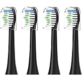 Replacement Toothbrush Heads for COSLUS C40 (DY‑108 Pro) Toothbrushes | Vacuum Sealed Medium Soft Bristles with Caps(Black)