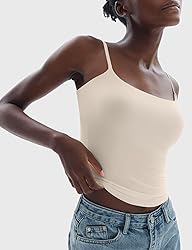 PUMIEY Tank Top for Women Square Neck Spaghetti