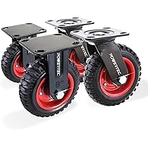 POWERTEC 8 Inch Caster Wheels Set of 4 (2 Swivel & 2 Fixed), Heavy