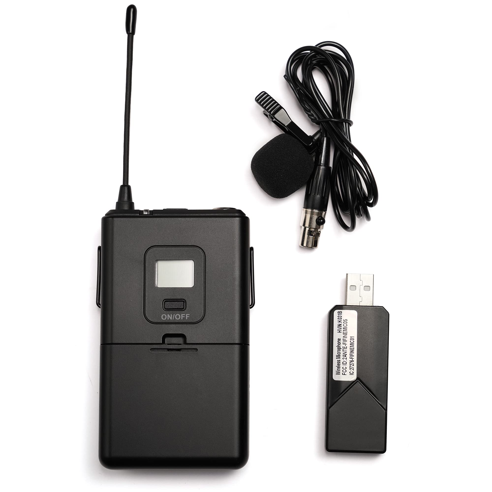FIFINE Wireless Microphones for Computer, USB Wireless Microphone System for PC and Mac, Headset UHF System with USB Receiver,Transmitter, Headset and Clip Lavalier Lapel Mic-K031B