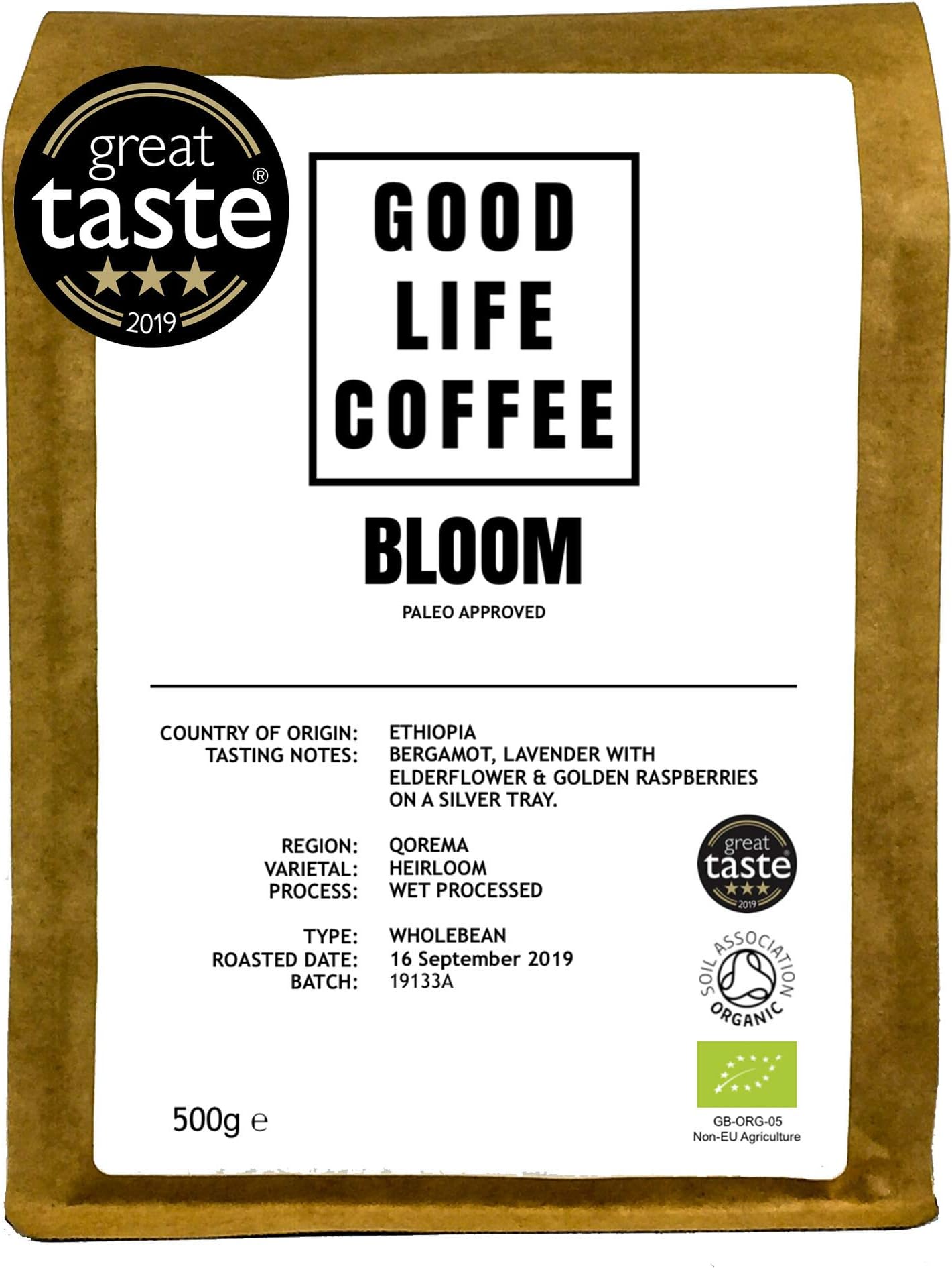 Good Life Bloom Organic Coffee 250g Ground for Aeropress Single Origin Specialty Arabica Great Taste Winner Bulletproof Paleo Coffee Beans Roasted to Order Great Taste Winner