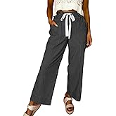 Acelitt Women Elastic Waist High Striped Pants, S-XXL