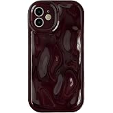 Caseative for iPhone 12 Case, Wine Red | Water Ripple Wave Meteorite Bubble Pattern Chrome Plating Soft