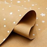 ADQUATOR Kraft White Star Wrapping Paper 15m x 43cm Eco Recyclable view 2