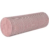 WELLDAY Red White Stripes Neck Roll Pillow - Extra Dense Memory Foam Round Cylinder Bolster for Cervical Support, Spondylosis, Neck Pain Relief