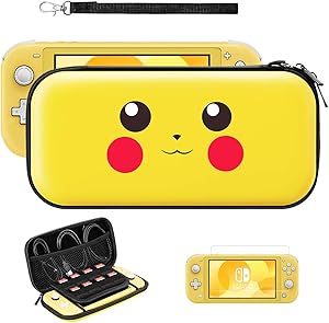 JINGDU Carrying Case for Nintendo Switch Lite,3 in 1 Protective Portable Hard Shell Storage Bag with 8 Game Card Slots,Travel Cover Bag Set Include Screen Protector & Hand Strap