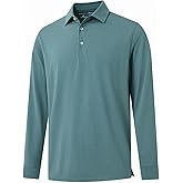 MICHEL ROUEN Mens Golf Shirts with Collard Dry fit Performance Heather Casual Activewear Long Sleeve Golf Polo Shirts for Men