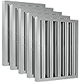 Stainless Steel Commercial Kitchen Hood Filter, Range Hood Baffle Grease Filter for Restaurant Exhaust Hoods, UL/NSF Listed, 15.5 W x 19.5 H Inch 4 Grooves Hood Filters（5 Pack）