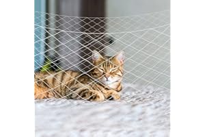 JUMXSRLE Cat Balcony Net, Pet Safety Fence for Balcony/Stairs/Window - Transparent Nylon Mesh Anti-Fall Netting for Dogs & Cats