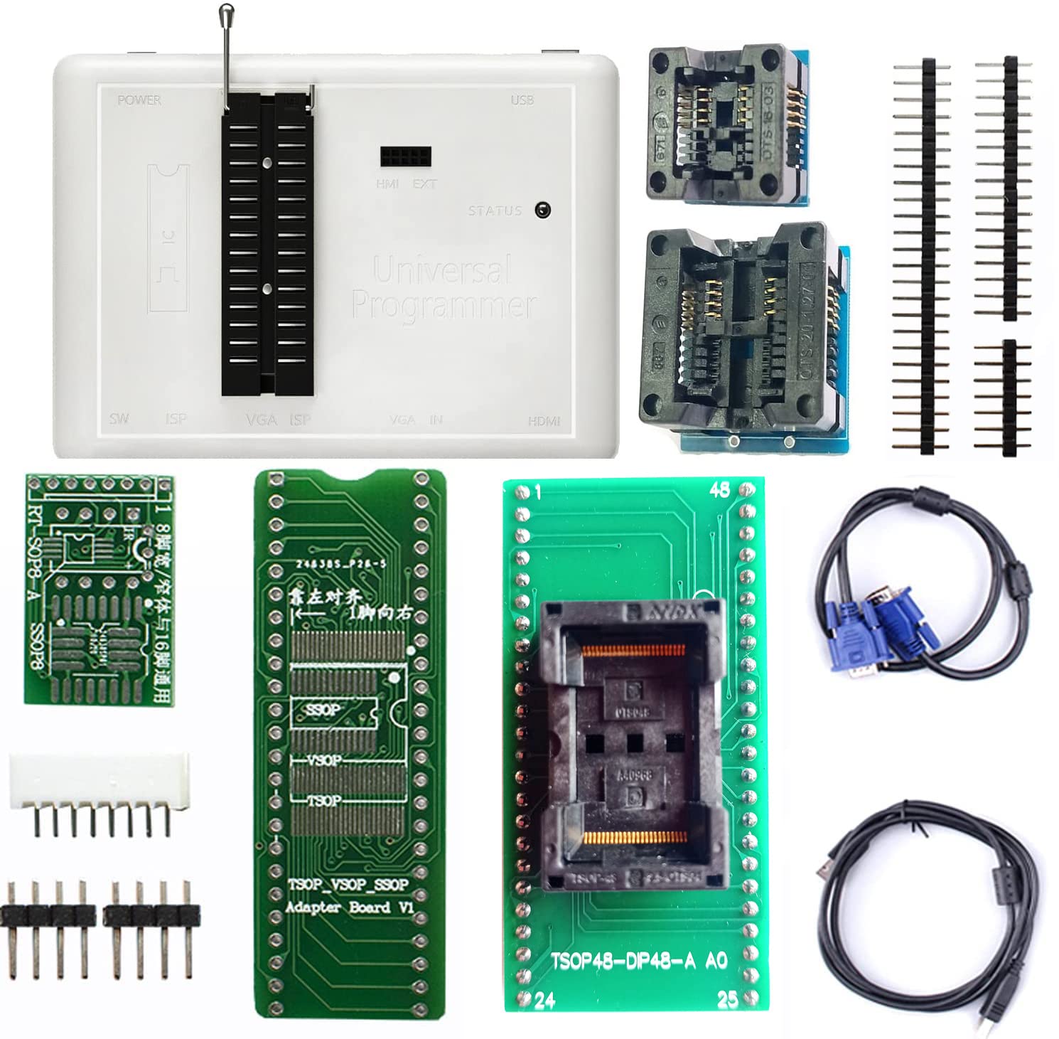 Photo 1 of ICTOLTOL RT809H EMMC-Nand Flash Extremely Fast Universal chip Programmer Kit IC Programmer eprom Adapters with Cables ISP Cables TSOP48 TSOP56 CAR/DVD/TV