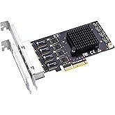 GLOTRENDS LE8445 4-Port 2.5Gb PCIe Network Card for Desktop PC, 2500/1000/100Mbps Gigabit Ethernet RJ45 LAN Port, PCIE X4 Interface, Regular & Low Profile Bracket