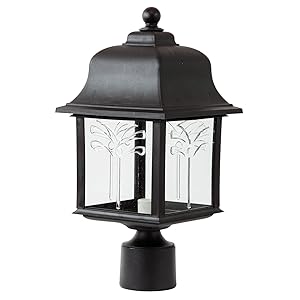 Sunlite 47216-SU DOD/ORP/BK/CL/MED Decorative Outdoor Orchid Post Polycarbonate Fixture, Black Finish, Clear Lens