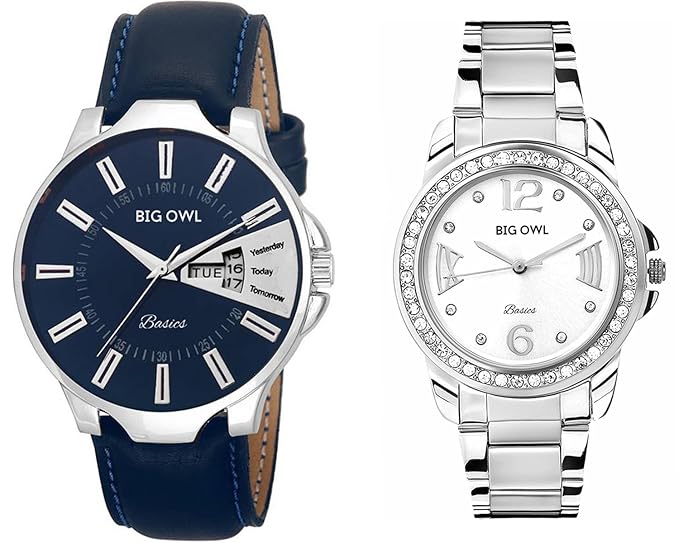 Bigowl Wrist Watch Couple Combo for Men and Women MEN04-WOMEN02