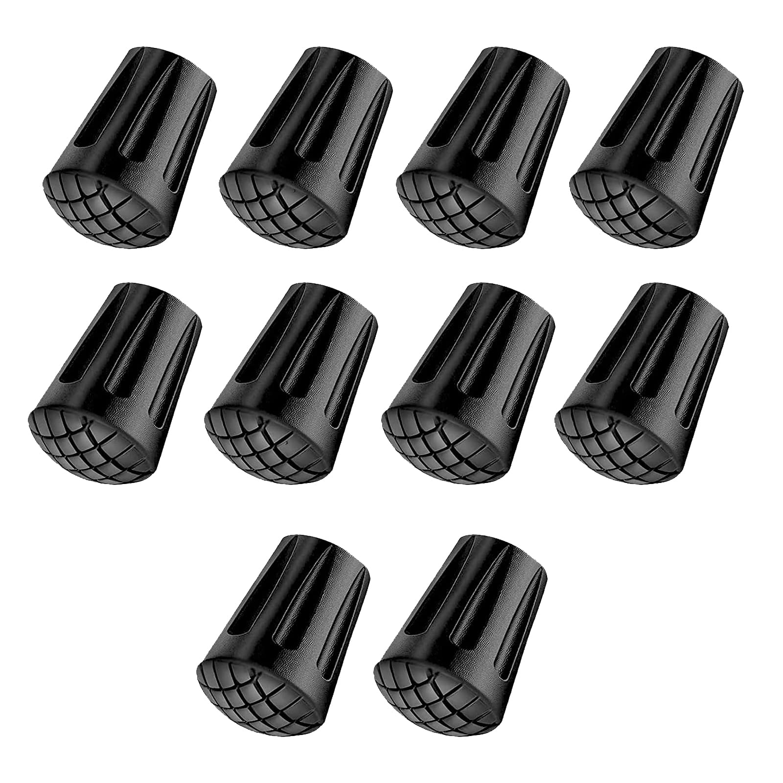 10pcs Walking Stick Rubber Tips,Walking Pole Ferrules With Shock Absorption,Spare Replacement Rubber Cane Tips Protectors Accessories,For Hiking Camping Climbing (11mm,Black)