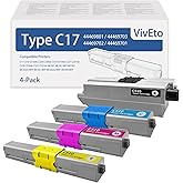 C530 C510 Toner Cartridge with New Chip 44469801 44469701 44469702 44469703 | Replacement for Okidata Type C17 C310 C330 C330dn C510 C511 C530dn C531dn MC361 MFP MC362w MFP MC561 MFP Printers, 4-Pack