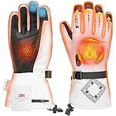 SURGOAL Leather Heated Gloves for Men, 158°F Heating & 8H Battery Life, 7.4V Rechargeable Heated Gloves for Women, Waterproof & Touchscreen Ideal for Winter, Hunting, Motorcycle