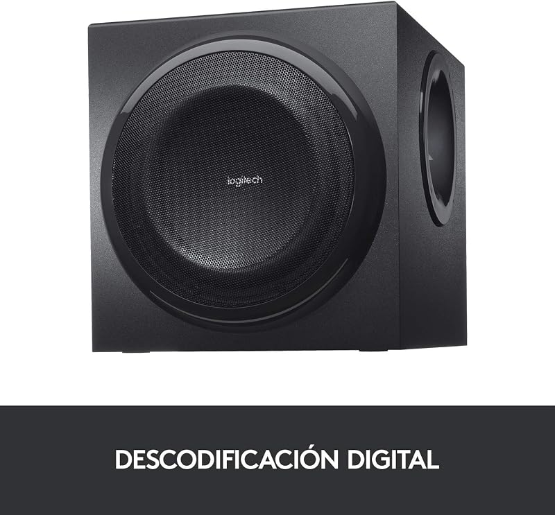 Sistema de alto-falantes de som surround logitech z906 5.1 thx, certificação dolby e dts, pico de 1000 w, vários dispositivos, múltiplas entradas de áudio, preto