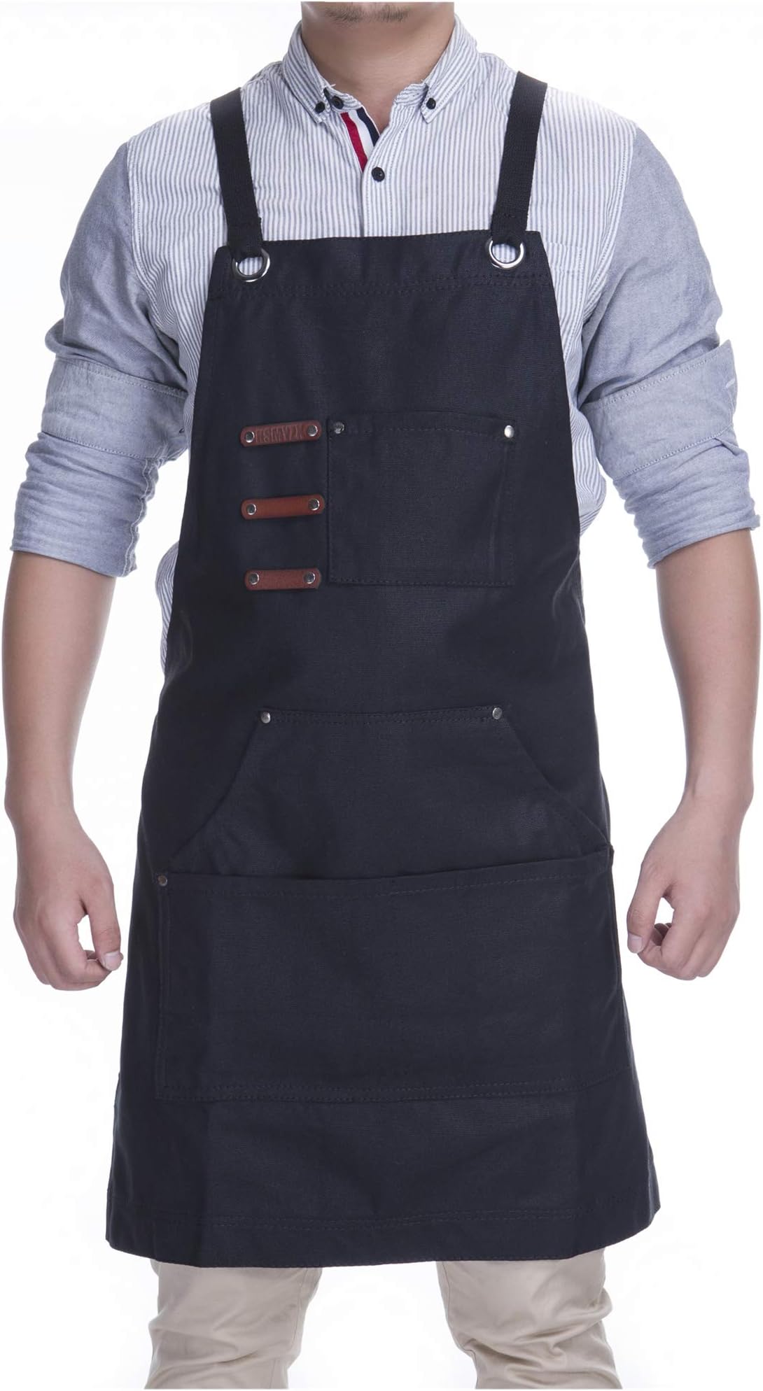 KSMYZX - Durable Heavy Duty Multi-Pocket Apron with Tool Storage Pocket S-XXL Full-Size Cross Strap for All Environments, Versatile and Large Storage Spaces
