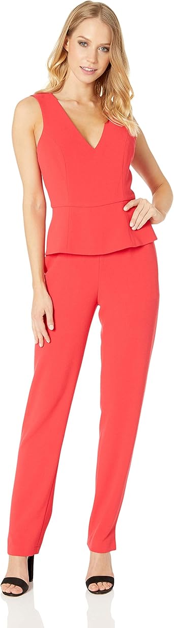 red peplum jumpsuit