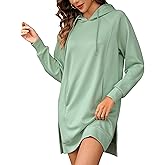 Quenteen Hoodie Dress for Women Sweatshirt Dress Oversized Casual Split Hem 2025 Fall Winter Pullover Dresses with Pockets