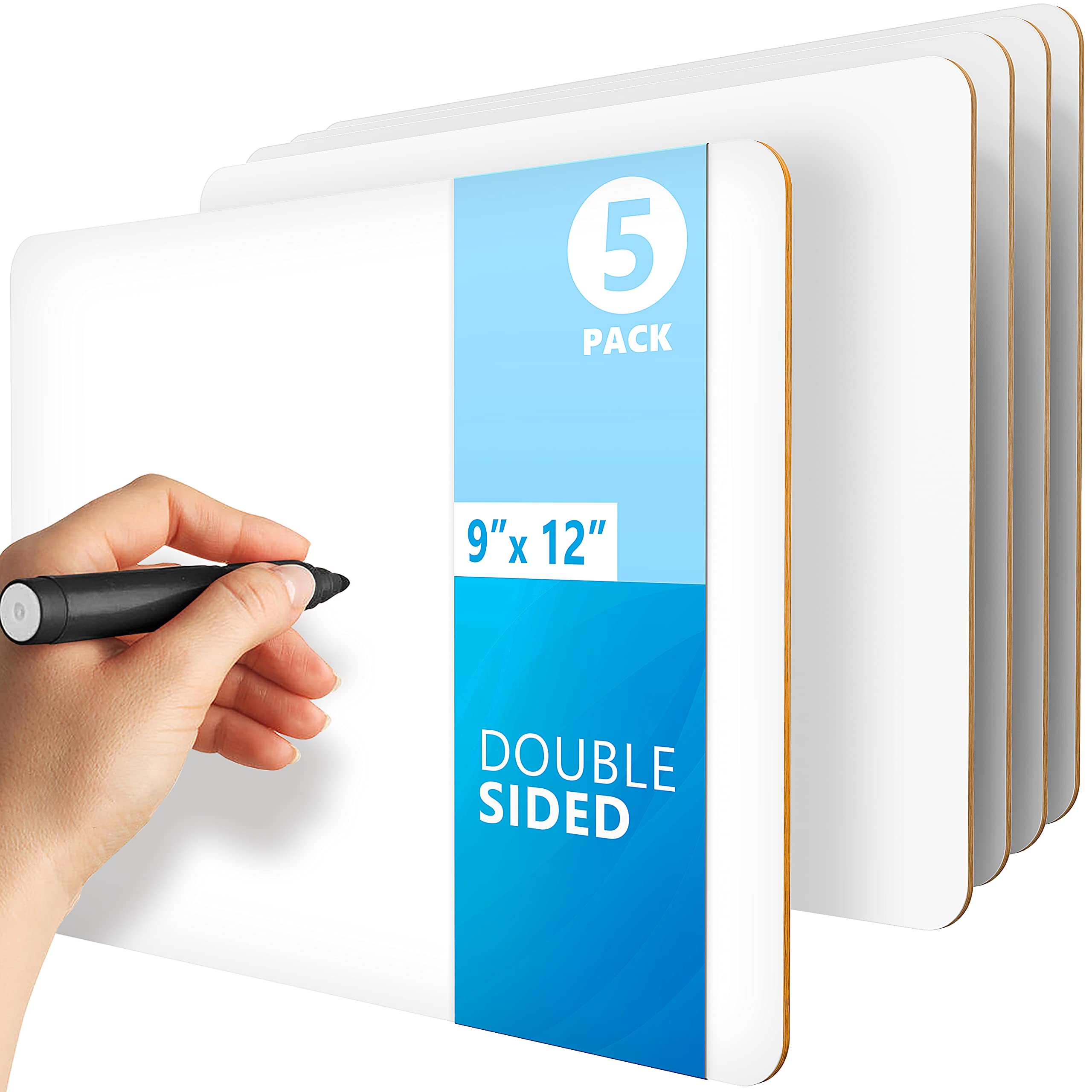 5 Pack Personal White Boards for Students A4 - Dry Erase Boards Classroom Pack - Dry Erase Lap Board Classroom Whiteboards for Students Double Sided White Boards Class Set Whiteboards for Classroom