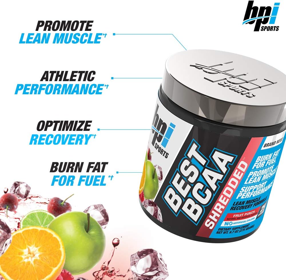 BPI Sports Best BCAA Shredded - Caffeine-Free Thermogenic Recovery Formula - BCAA Powder - Lean Muscle Building - Accelerated Recovery - Weight Loss - Hydration - Fruit Punch - 25 Servings - 9.7 oz.: Health & Personal Care