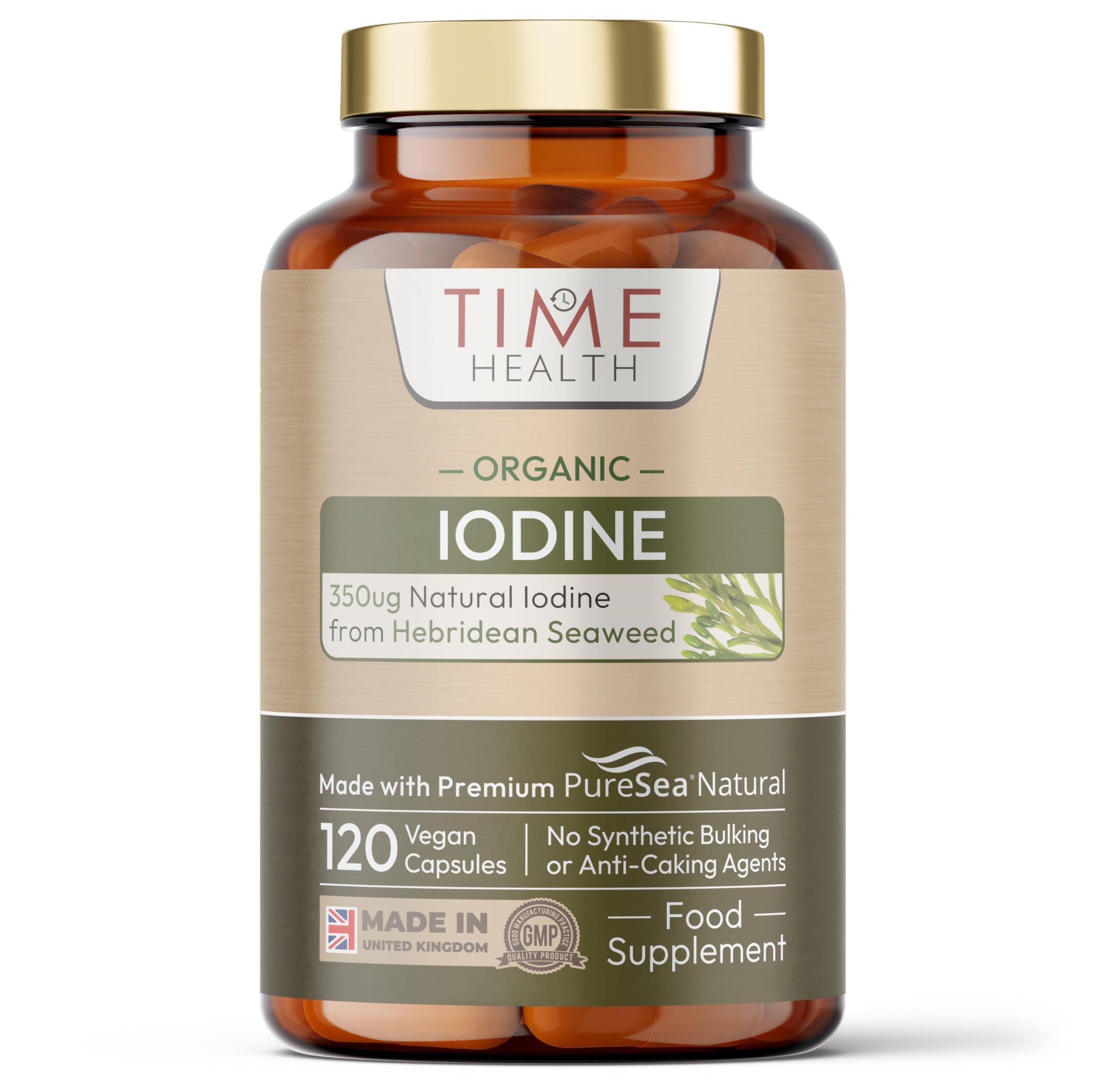 Iodine - Organic Scottish Sea Kelp - PureSea® Natural - UK Made - Zero Additives - Vegan - 120 Capsules