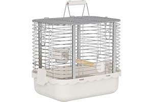 YOOSO WING Bird Carrier Travel Cage, Durable Portable Stainless Steel Birdcage with Bird Perch & Feeding Bowl for Parrots Canaries Budgies Lovebirds Conures Cockatiels (Small White)