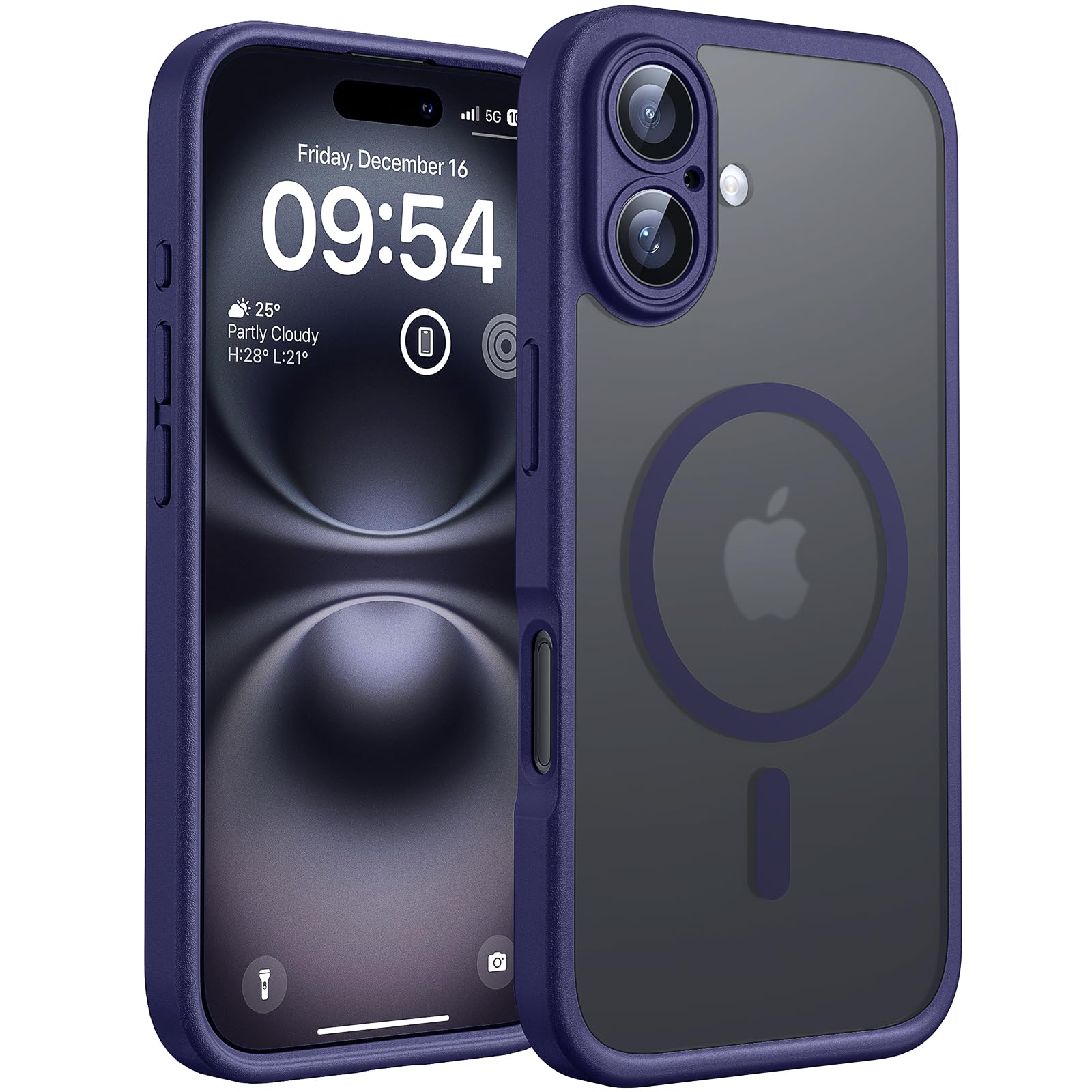 Photo 1 of TOCOL Magnetic for 16 Midnight Purple Case, Upgraded Full Camera Protection, Compatible with Magsafe, Drop Protection, Translucent Matte Back Bumper Phone Cover 6.1-Inch (Purple)