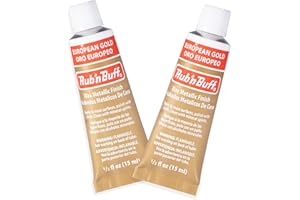 AMACO Rub n Buff Wax Metallic Finish - 2 Rub n Buff European Gold 15ml Tubes - Versatile Gilding Wax for Finishing Furniture Antiquing and Restoration - Rub and Buff Colors Set of Two