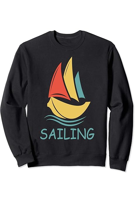 Amazon.com: Vintage Sail Boat Retro Sailing Sweatshirt : Clothing, Shoes \u0026  Jewelry