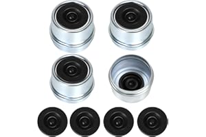 Shliyitx 4pcs 1.98" Trailer Axle Dust Cap Cup Grease Cover Hub with Extra 4 Rubber Plugs, Trailer Axle Wheel Hub and Bearing Dust Cap for Most 2000 to 3500 Pound Axles Dexter