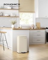 SONGMICS Kitchen Bin 30 L Pedal Soft Close Steel Inner Bucket Sand Beige view 2
