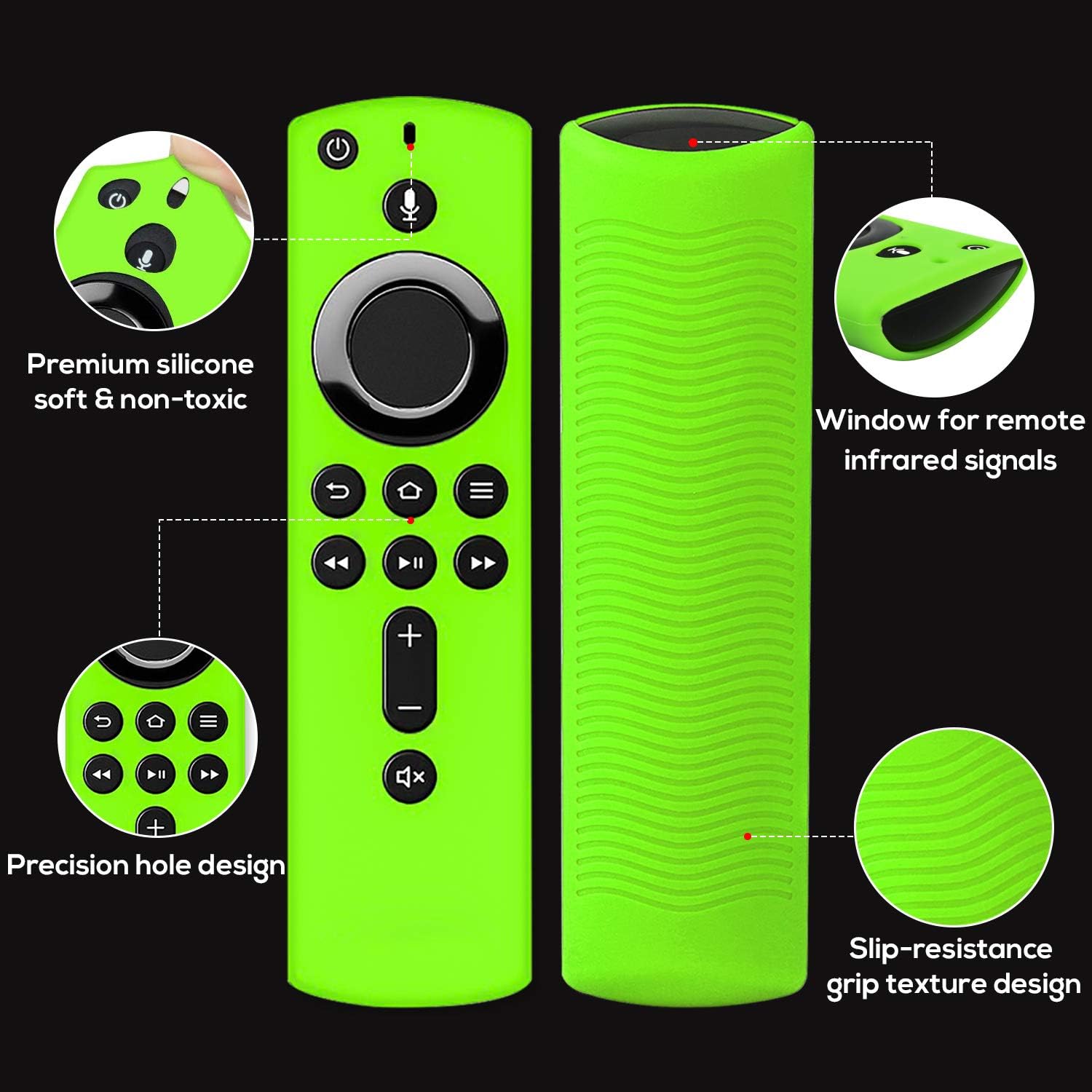 [2 Pack ] Firestick Remote Cover Case, Silicone Fire Remote Cover Case Compatible with 4K Firestv Stick, Firetv Remote Cover Case, Shockproof Firetv Remote Cover (Green Glow& Sky Blue Not Glow): Home Audio & Theater