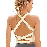 YUDESEN Sports Bras for Women Criss Cross Back Strappy Padded Workout Tank Tops Yoga Bra with Removable Cups