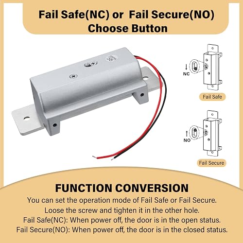 UHPPOTE Heavy Duty Electric Door Strike – 12VDC, Fail-Safe/Secure Adjustable, For Cylindrical Locksets, Indoor Use, 1100lbs Holding Force
