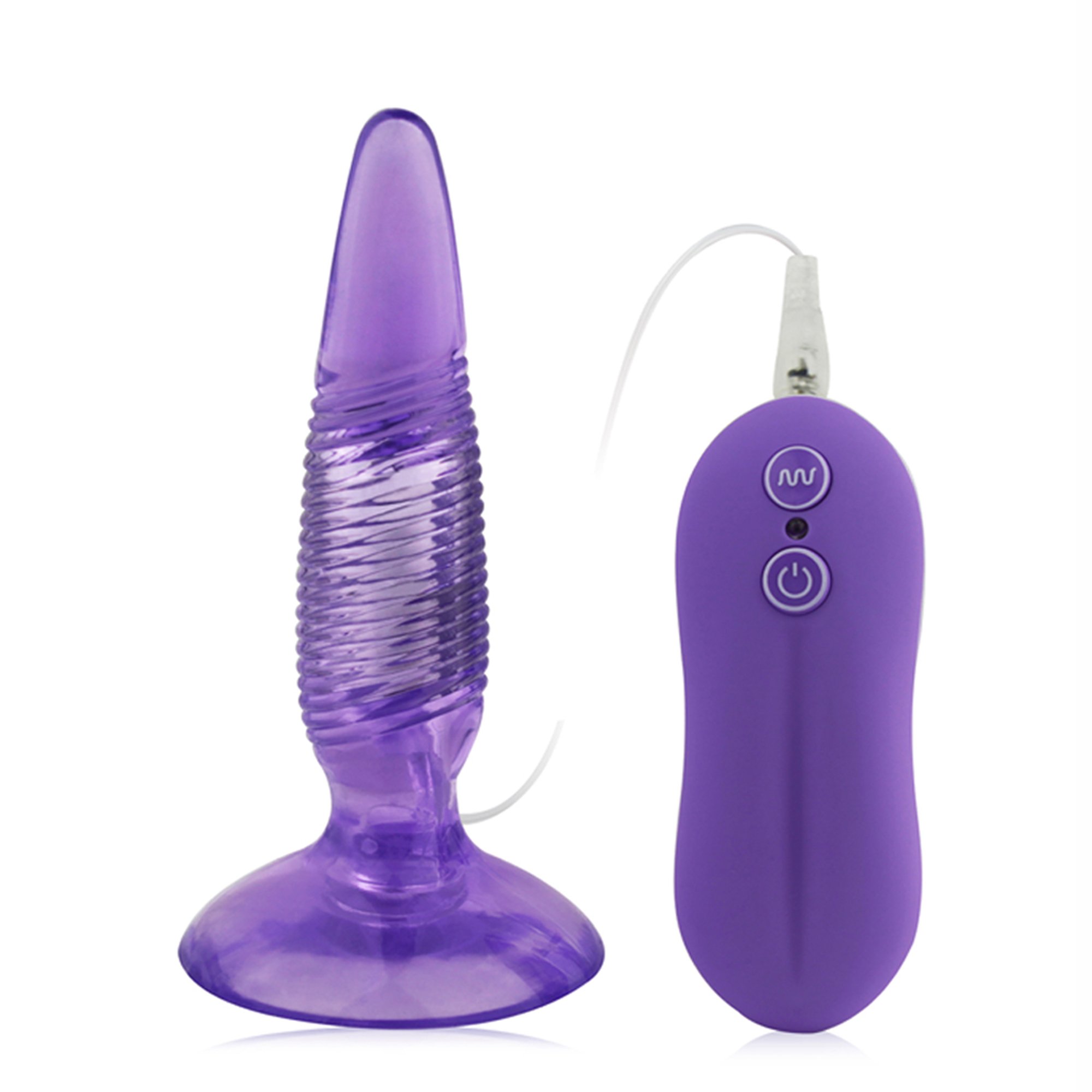 Adult Toy Loveryoyo 10-frequency Vibration Mode Hand-free Threaded Anal Plug with Sucker Purple