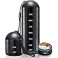 Zannaki Weekly Pill Organizer 7 Day 2 Times a Day, Portable Metal Travel Waterproof AM PM Pill Box,Large Pill Case Container, BPA Free Daily Medicine Organizer Holder for Vitamin, Fish Oil, Supplement