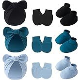 JOTDEW 3piece Newborn Hats Mittens Socks Set Baby Boy Cotton Beanies Infant Hospital Hat Toddler Girl Mitten