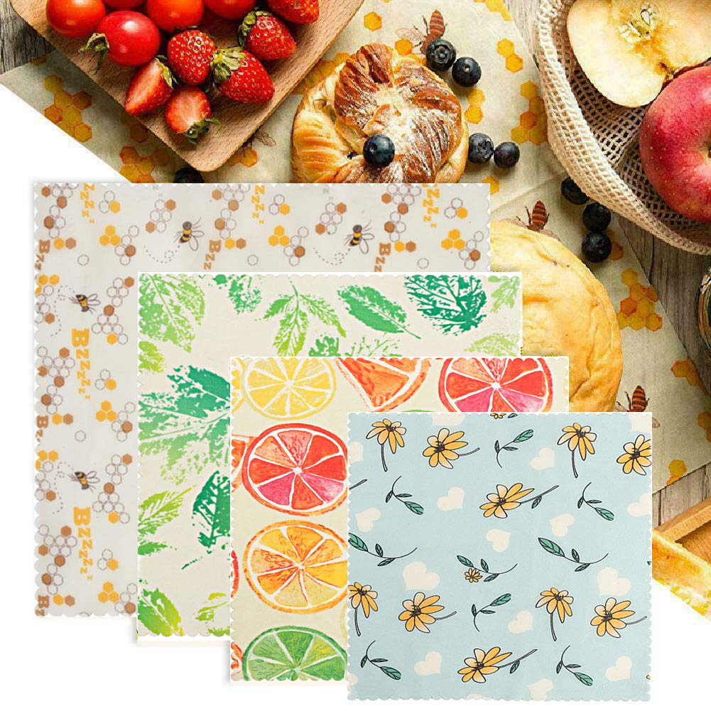 POWERbeast Beeswax Wrap Reusable Organic Beeswax Food Packaging Eco Friendly, Zero Waste, Alternative to Cling Film, Washable Reusable Wax Food Wrap - Set of 3 (Large, Medium, Small)