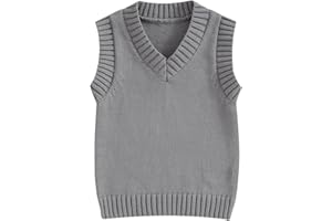 Nokpsedcb Baby Sweater Vest Toddler Boy Girl Sleeveless V-Neck Solid Knit Vest Fall Winter Clothes