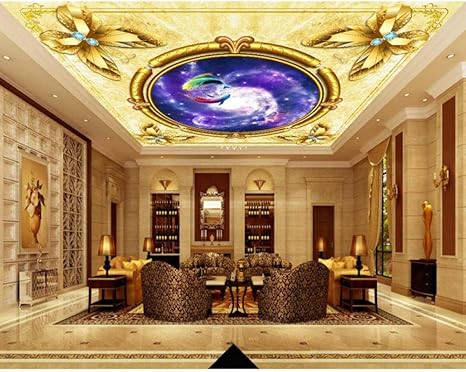Amazon 3d天井壁画最新3d天井壁紙 星座モダン キッチン 壁紙不織布 天井 壁紙280cm W X 180cm H 壁紙