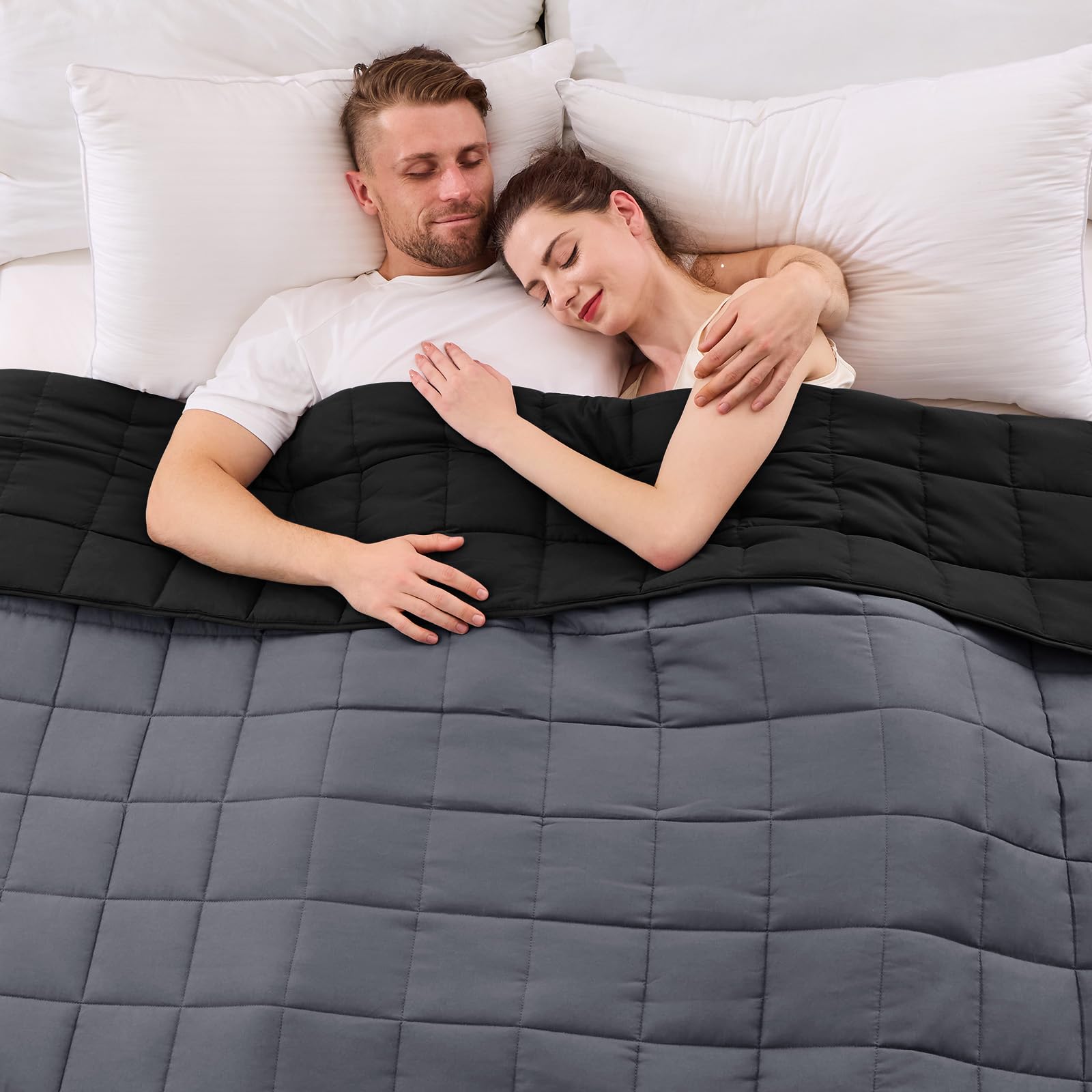 King Size Weighted Blanket for Adults (20 lbs, 80” x 87”, Grey& Black) Cooling Heavy Blanket for Sleeping Perfect for 190-210 lbs, Breathable Blanket for Adults & Couple All Season, Machine Washable Image King Size Weighted Blanket for Adults (20 lbs, 80” x 87”, Grey& Black) Cooling Heavy Blanket for Sleeping Perfect for 190-210 lbs, Breathable Blanket for Adults & Couple All Season, Machine Washable Image