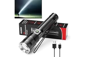 OLDBER Rechargeable LED Flashlight 1000000 High Lumens, Super Bright Waterproof Handheld Torch Flash Lights for Camping Home Emergency Work, Battery Powered USB-C Portable Flash Light with 5 Modes