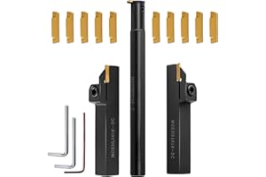 JIOU JIA Metal Lathe Cutting Tools Set - 3PCS 5/8" Grooving Holder Turning Holder with 10pcs Indexable Carbide Inserts MGMN200 for Lathe Grooving Tools Kits