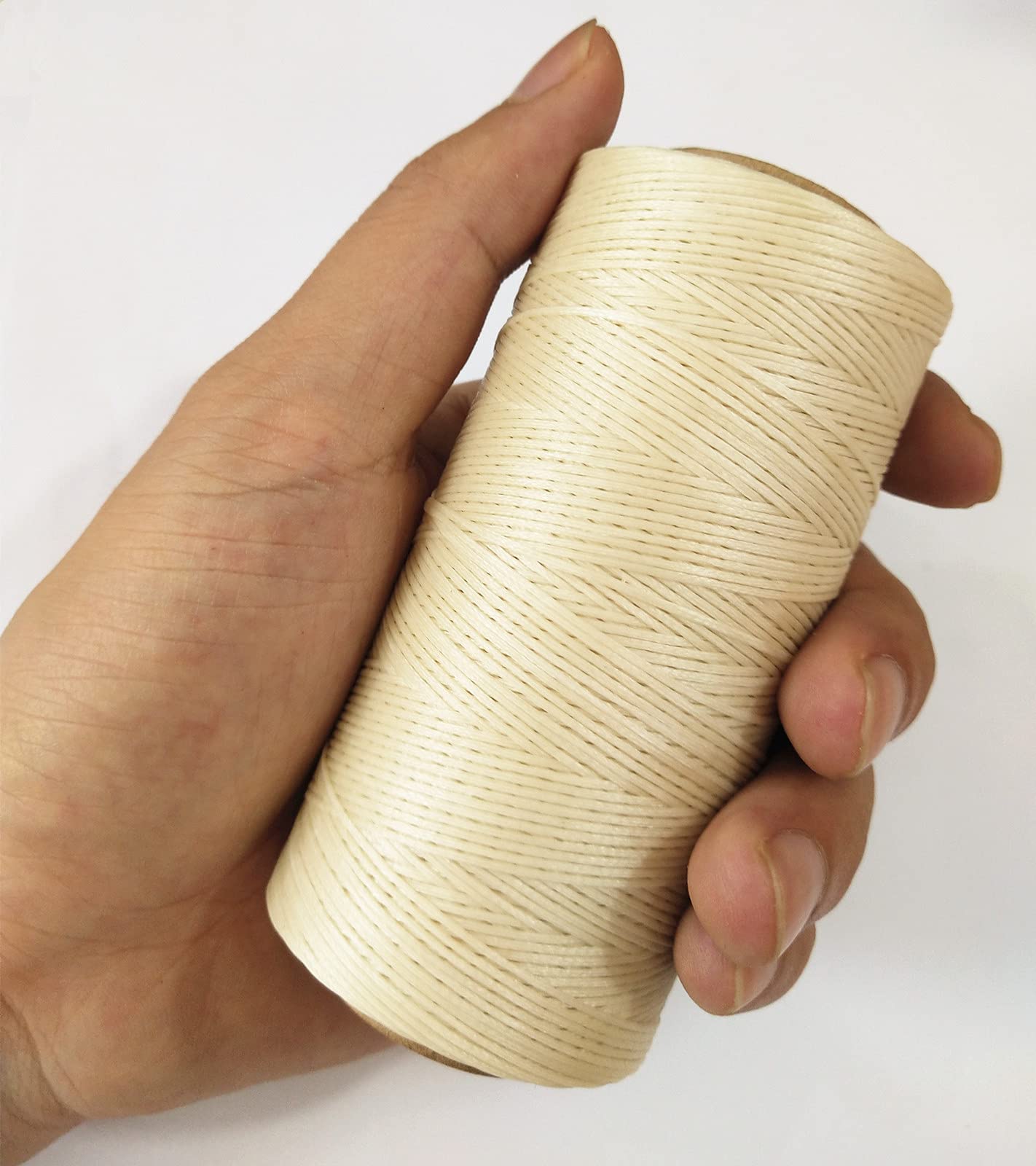 Waxed Thread, 328 Yards 150D 1MM Leather Sewing Waxed Thread for Leather DIY, Bookbinding, Shoe Repairing, Leather Projects (Beige #002)