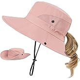 Century Star Kids Sun Hat Ponytail Girls UPF 50 Bucket Cap Summer Beach Fishing Kids Hat Wide Brim Adjustable Swim Hat