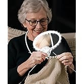 5X Hands Free Magnifying Glass with Light for Close Work,Neck Wear Magnifier for Reading Books,Sewing, Cross Stitch.Low Vision Seniors with Aging Eyes(White)