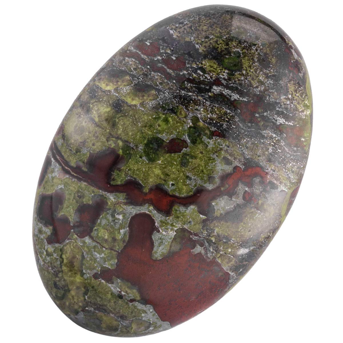 mookaitedecor 1Pc Oval Dragon Bloodstone Palm Worry Stone, Natural Polished Energy Pocket Stone for Massage Meditation Stress Relief